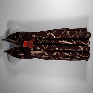 NWT NICHE  BROWN/ CHAIN PATTERN HALTER DRESS SZ L.